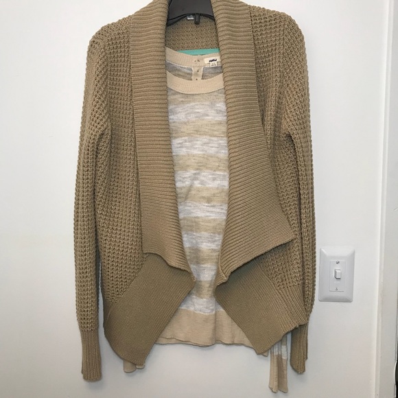 Emmelee | women’s sweater jacket camel color Sz L - Picture 2 of 6